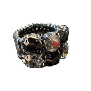 3/$15! Addition Elle dark bead studded plus size 10 ring with stretch band